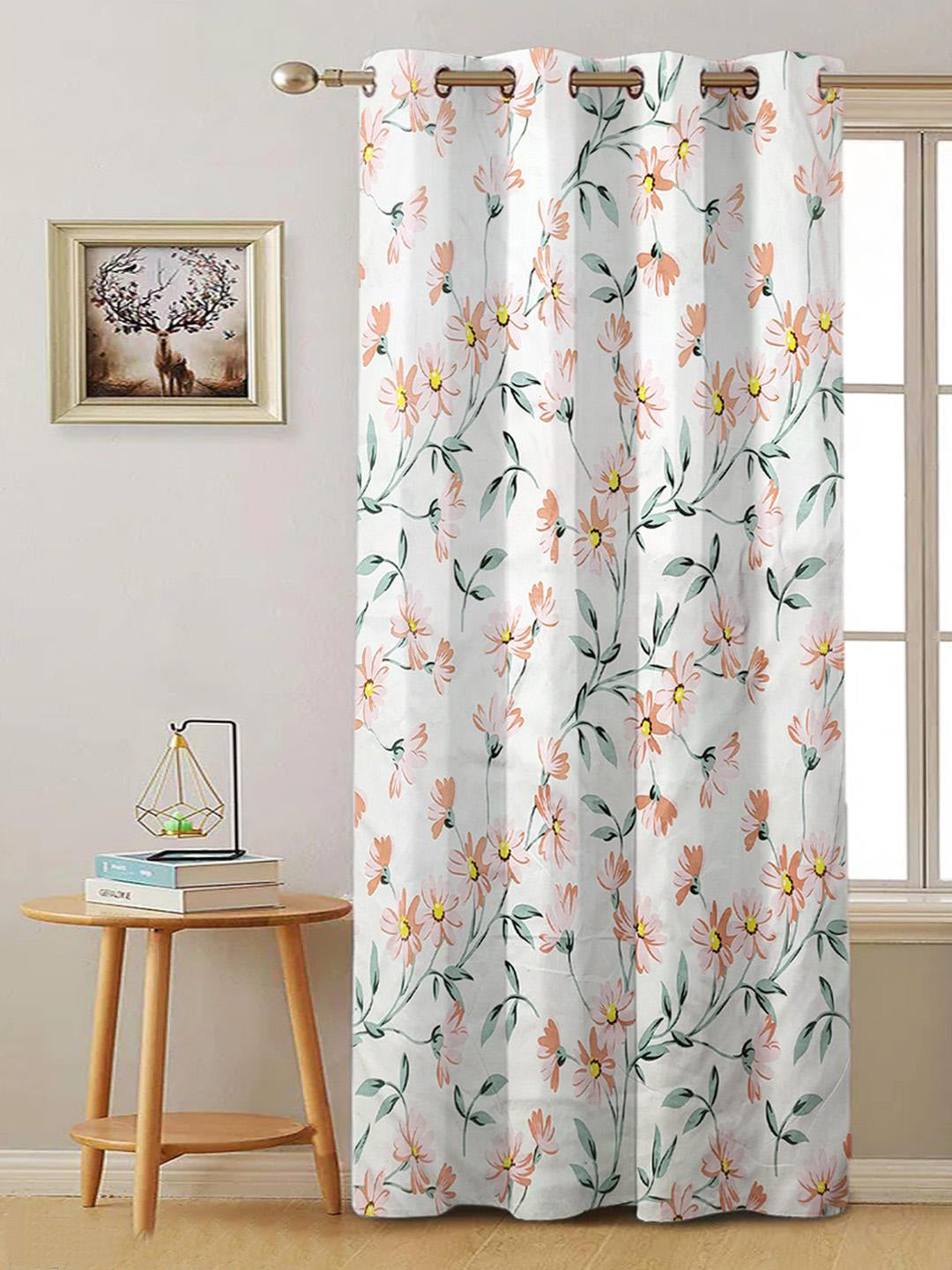 ANA Window Curtain 5 Feet Floral Set of 1 Cotton Curtain for Windows Multicolor 1pcs