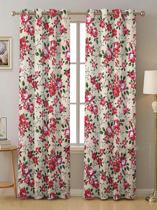 ANA Window Curtain 5 Feet Floral Set of 1 Cotton Curtain for Windows Multicolor