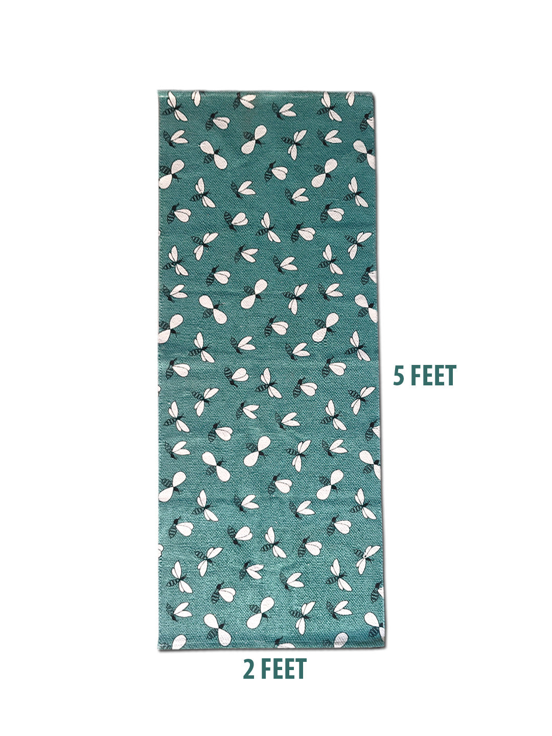 ANA Bedside Floor Runner Woven Carpet Printed for Home/Kitchen/Kitchen/Living Area/Office Entrance. (Cotton, 2 x 5 Feet) Set of 1 pcs Green
