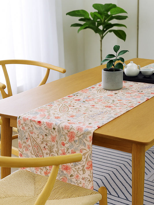 ANA Premium Cotton Table Runner for 6-Seater Dining Table, White, Machine Washable, Anti-Slip, Decorative Design for Dining, Coffee, Center Tables, Big Size, Elegants Home DŽcor for 4-10 Seater Tables.