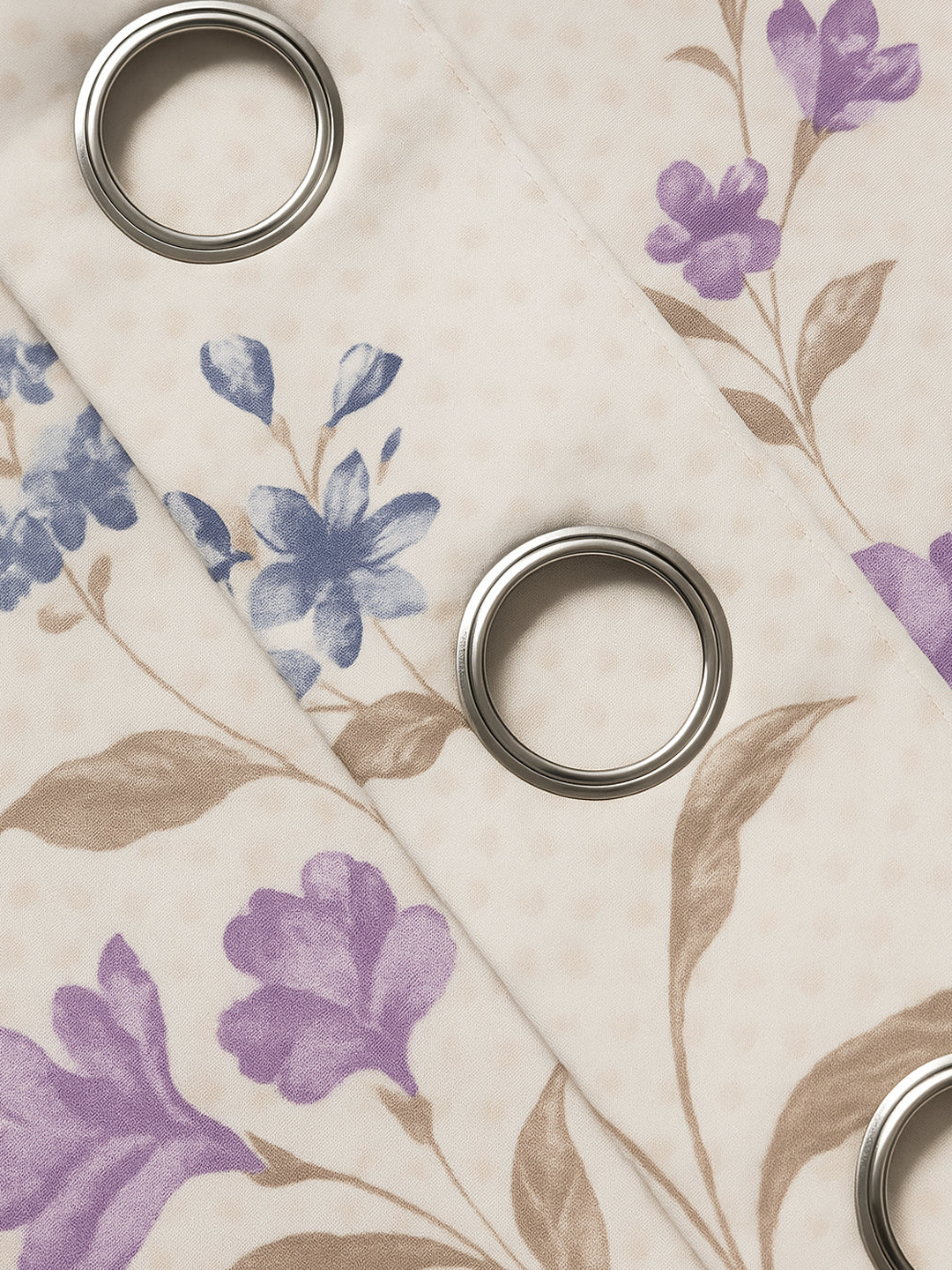 ana Botenical Print Cotton Eyelet Curtains for Window & Door – 5ft, 7ft, 9ft Long Door Curtain for Living Room Bedroom Home Set of 2 Purple