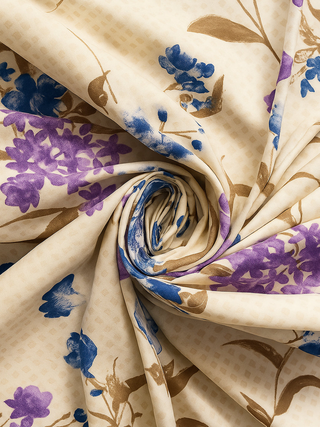 ana Botenical Print Cotton Eyelet Curtains for Window & Door – 5ft, 7ft, 9ft Long Door Curtain for Living Room Bedroom Home Set of 3 Purple