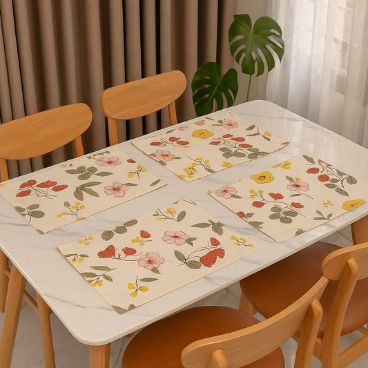 Ana Floral Table mats set of 2 , double layer cotton table mat for dining table, coffee table, desk, office & food use