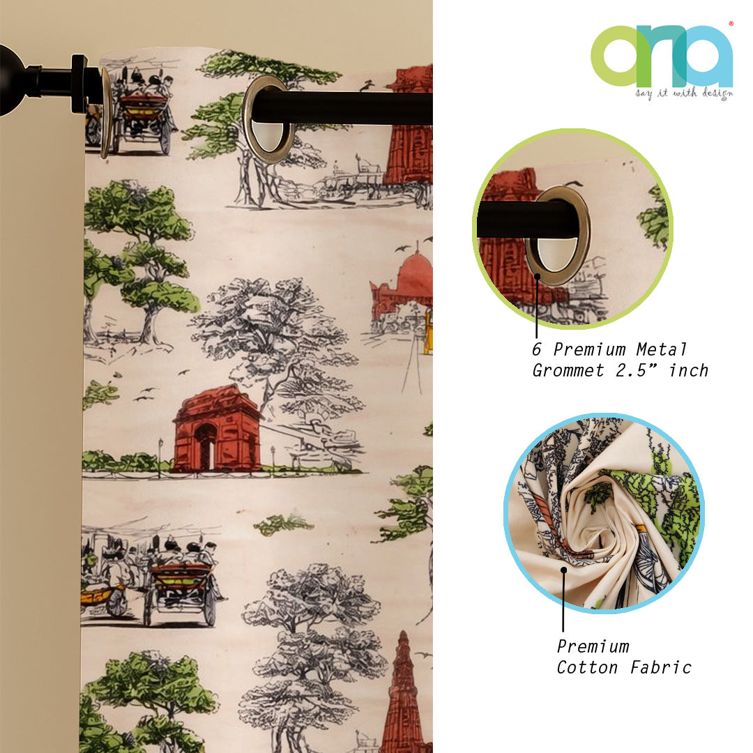 ana Window Curtain 5 Feet Floral Set of 1 Cotton Curtain for Windows Multicolor Indian Design 1pcs