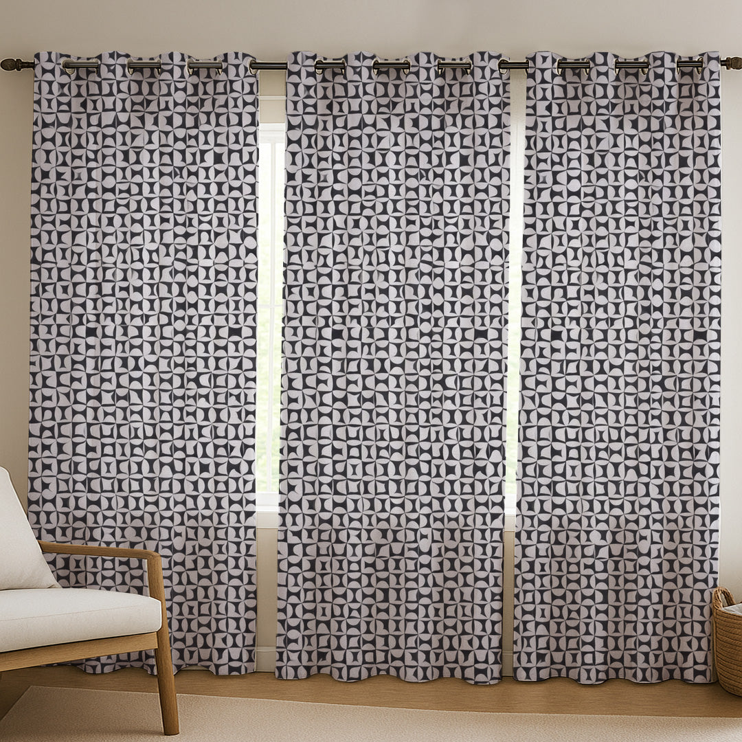 ana Set of 3 5 Feet Window Curtain Cotton Eyelet Premium Curtain for Windows, Multicolor, Decorative, Bedroom, Balcony 3pcs set