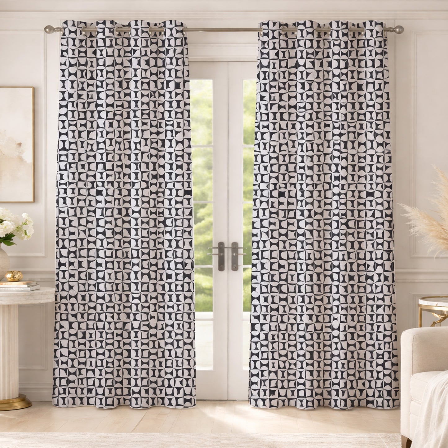 ana Set of 2 5 Feet Window Curtain Cotton Eyelet Premium Curtain for Windows, Multicolor, Decorative, Bedroom, Balcony 2pcs set