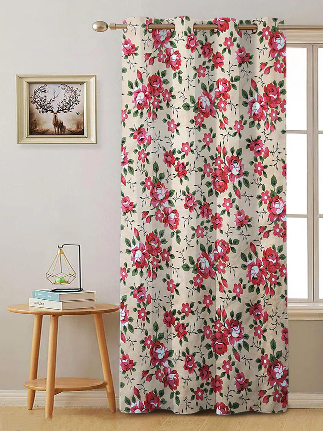 ANA Window Curtain 5 Feet Floral  Set of 1 Cotton Curtain for Windows Multicolor