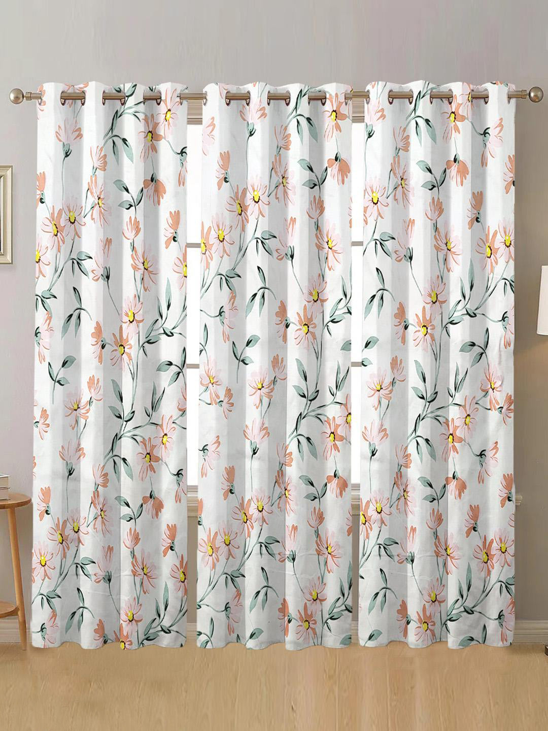 ANA Window Curtain 5 Feet Floral  Set of 1 Cotton Curtain for Windows Multicolor 1pcs