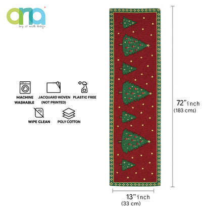 Ana Chrismas Tree Santa Table mats set of 2 , Jaquard Woven Polycotton table mat for dining table
