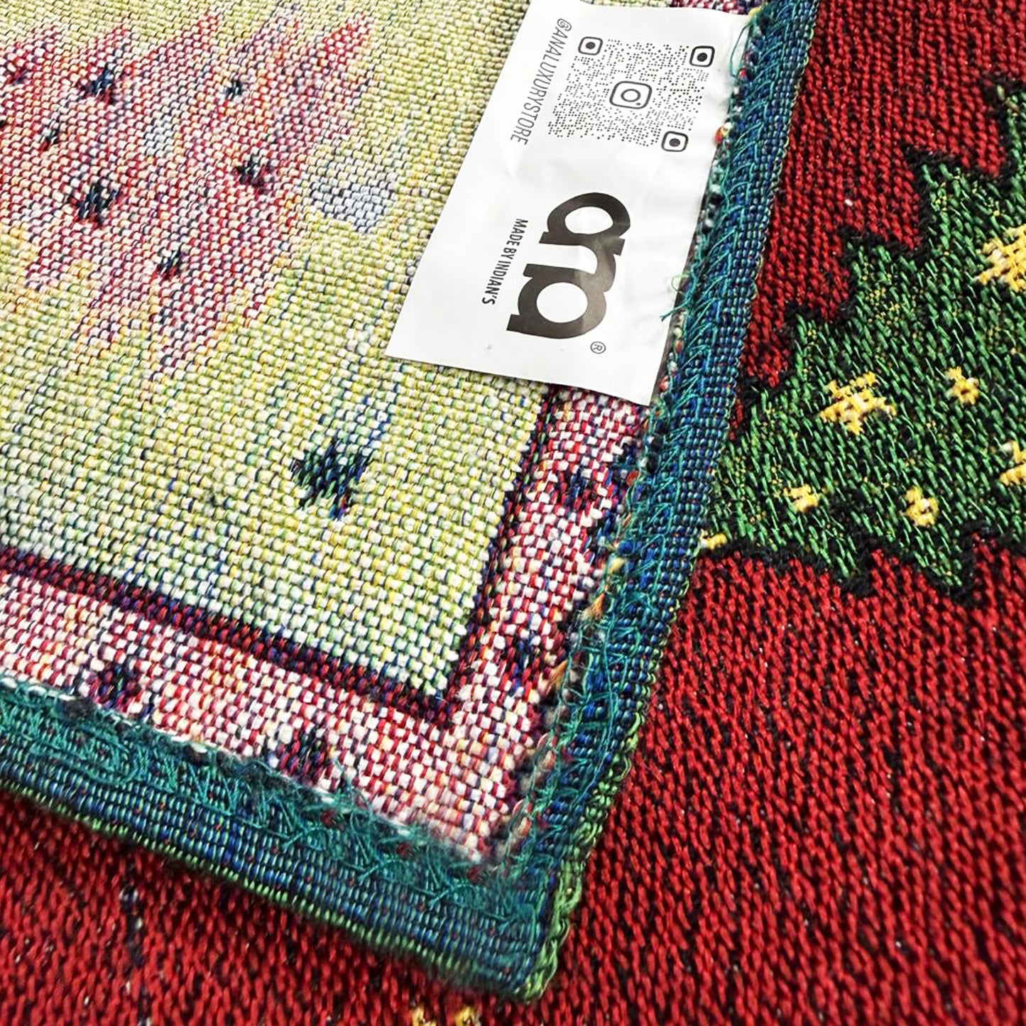 Ana Chrismas Tree Santa Table mats set of 2 , Jaquard Woven Polycotton table mat for dining table