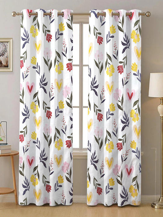 ANA Window Curtain 5 Feet Floral  Set of 1 Cotton Curtain for Windows Multicolor 1pcs
