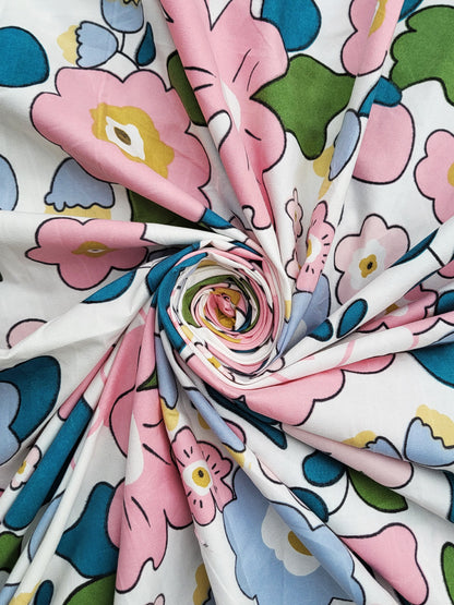 ana Retro Floral Cotton Eyelet Curtains for Window & Door – 5ft, 7ft, 9ft Long Door Curtain for Living Room Bedroom Home Set of 3 Multicolor