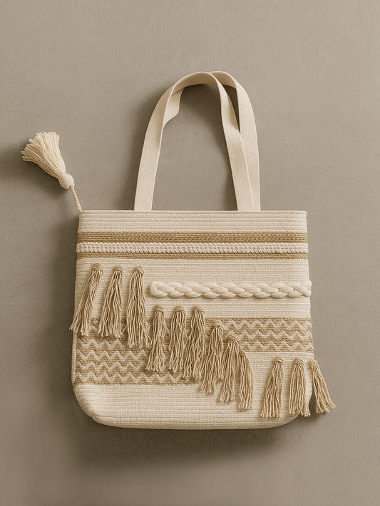 Ana Stylish Tote Bag for Women with Zipper | Office, College, Everyday Use | Aesthetic Korean Tote Bag | Big Size, Machine Washable, Plain Canvas Bag with Organizer | Cute & Branded Cotton Bag