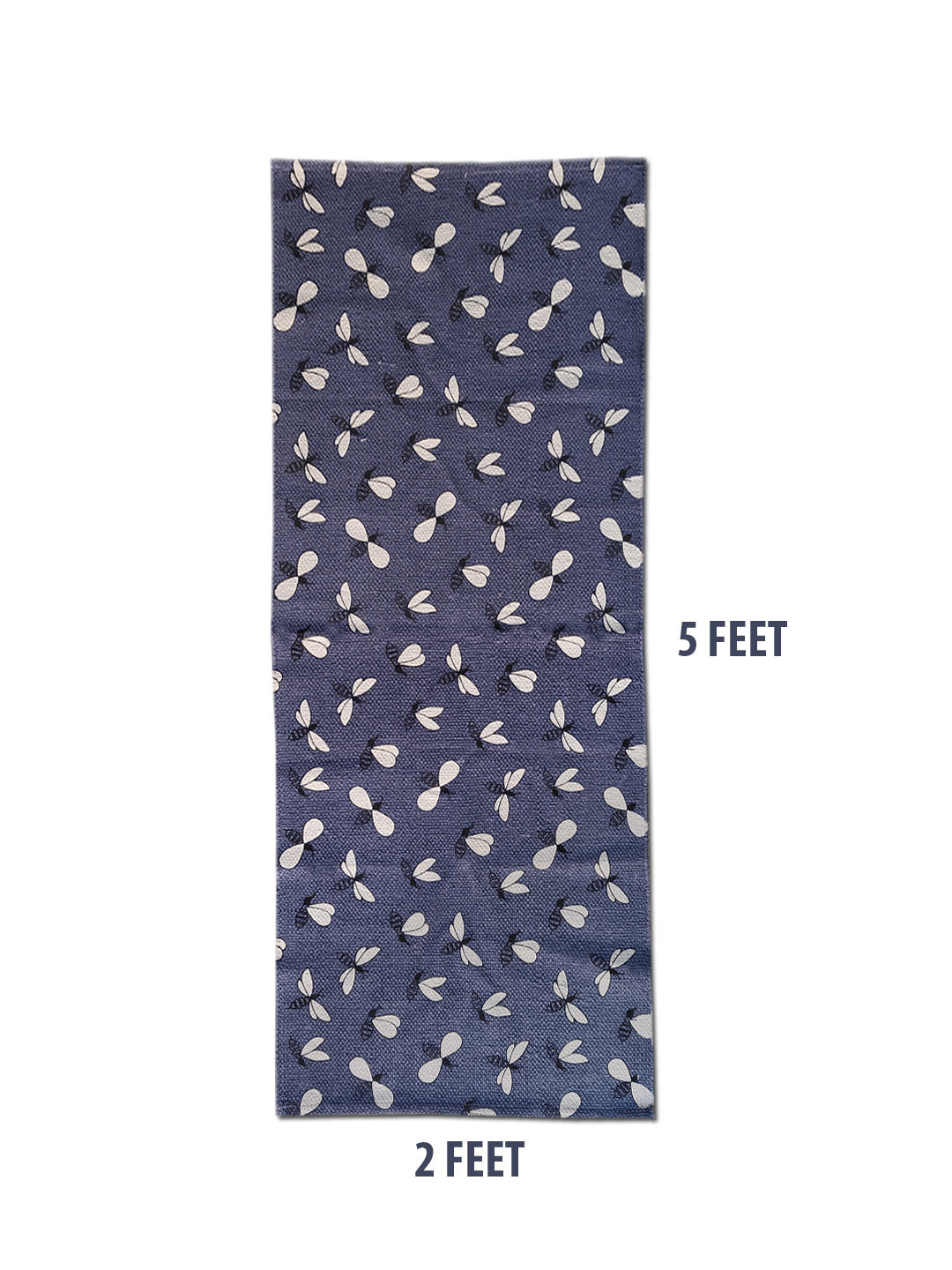 ANA Bedside Floor Runner Woven Carpet Printed for Home/Kitchen/Kitchen/Living Area/Office Entrance. (Cotton, 2 x 5 Feet) Set of 1 pcs Blue