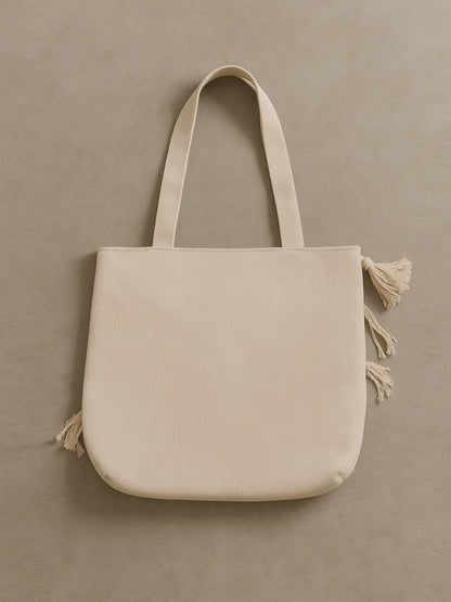 Ana Stylish Tote Bag for Women with Zipper | Office, College, Everyday Use | Aesthetic Korean Tote Bag | Big Size, Machine Washable, Plain Canvas Bag with Organizer | Cute & Branded Cotton Bag
