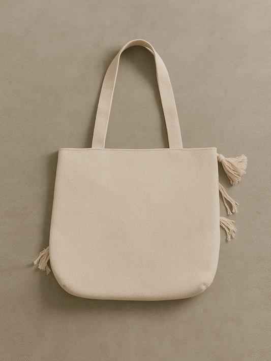 Ana Stylish Tote Bag for Women with Zipper | Office, College, Everyday Use | Aesthetic Korean Tote Bag | Big Size, Machine Washable, Plain Canvas Bag with Organizer | Cute & Branded Cotton Bag