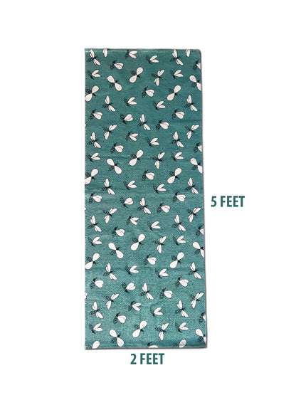 ANA Bedside Floor Runner Woven Carpet Printed for Home/Kitchen/Kitchen/Living Area/Office Entrance. (Cotton, 2 x 5 Feet) Set of 1 pcs Green