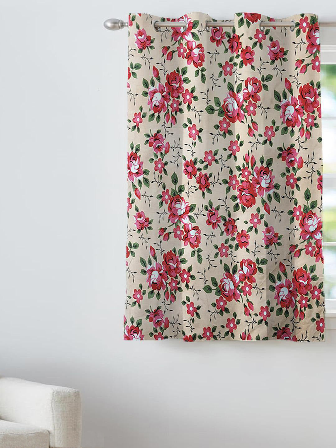 ANA Window Curtain 5 Feet Floral  Set of 1 Cotton Curtain for Windows Multicolor