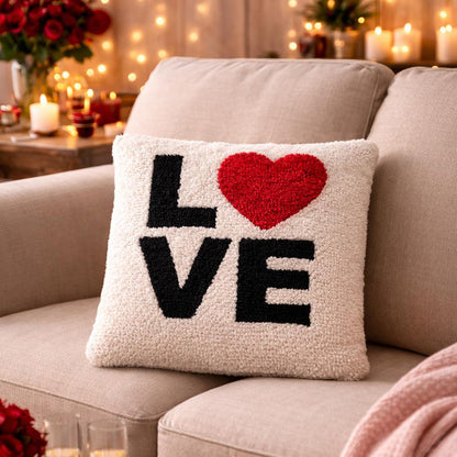 Ana Premium Cotton Love Cushion Covers for Kids with Elegant Embroidery for Home DŽcor | 16 x 16 Inch | 45 x 45 | Red | Love Collection Cushion Cover for Kids