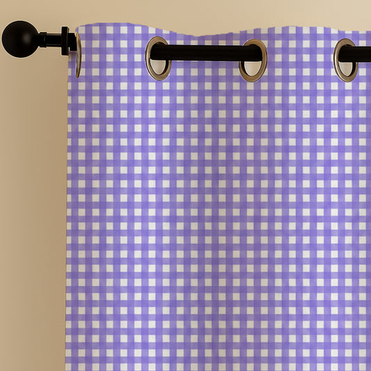 ANA Check Box Printed Cotton Eyelet Curtain for Window 5 Feet | Soft Printed Curtain for Room DŽcor Set of 1