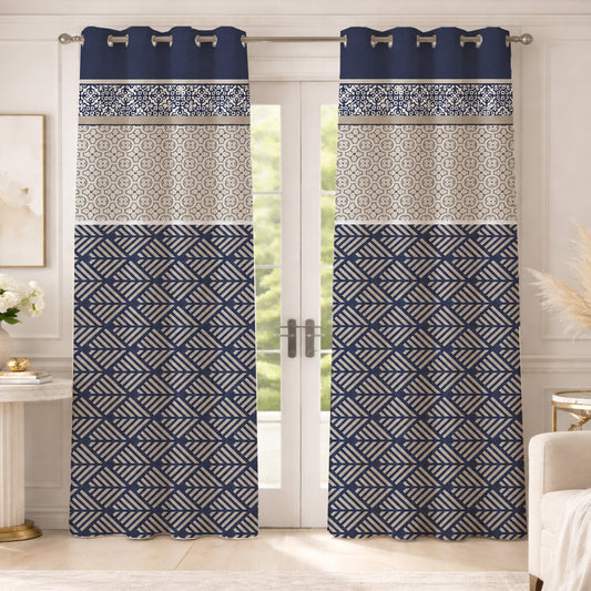 ANA Patch Floral Printed Cotton Eyelet Curtain for Door 7 Feet | Soft Printed Curtain for Room DŽcor Set of 1