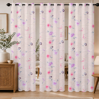 ANA Single 5 Feet Window Curtain Cotton Eyelet Premium Curtain for Windows, Multicolor, Decorative, Bedroom, Balcony