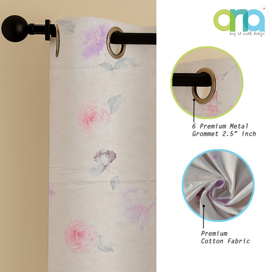 ANA Single 5 Feet Window Curtain Cotton Eyelet Premium Curtain for Windows, Multicolor, Decorative, Bedroom, Balcony