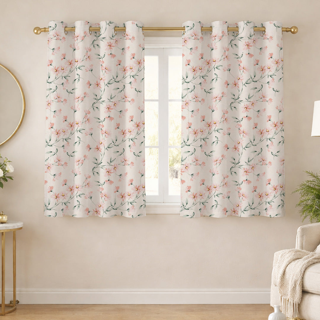 ANA Window Curtain 5 Feet Floral  Set of 1 Cotton Curtain for Windows Multicolor 1pcs