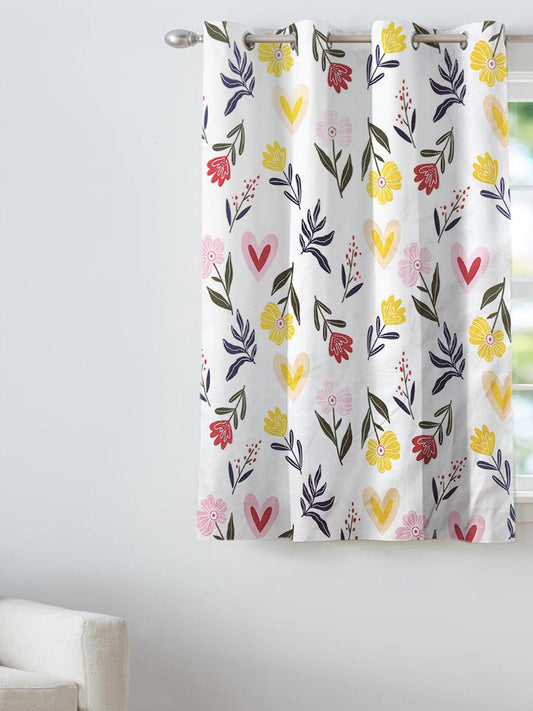 ANA Window Curtain 5 Feet Floral  Set of 1 Cotton Curtain for Windows Multicolor 1pcs
