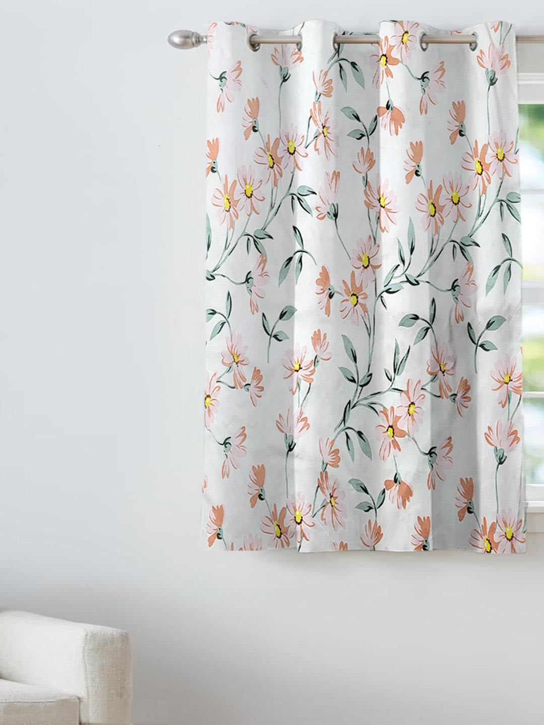 ANA Window Curtain 5 Feet Floral  Set of 1 Cotton Curtain for Windows Multicolor 1pcs