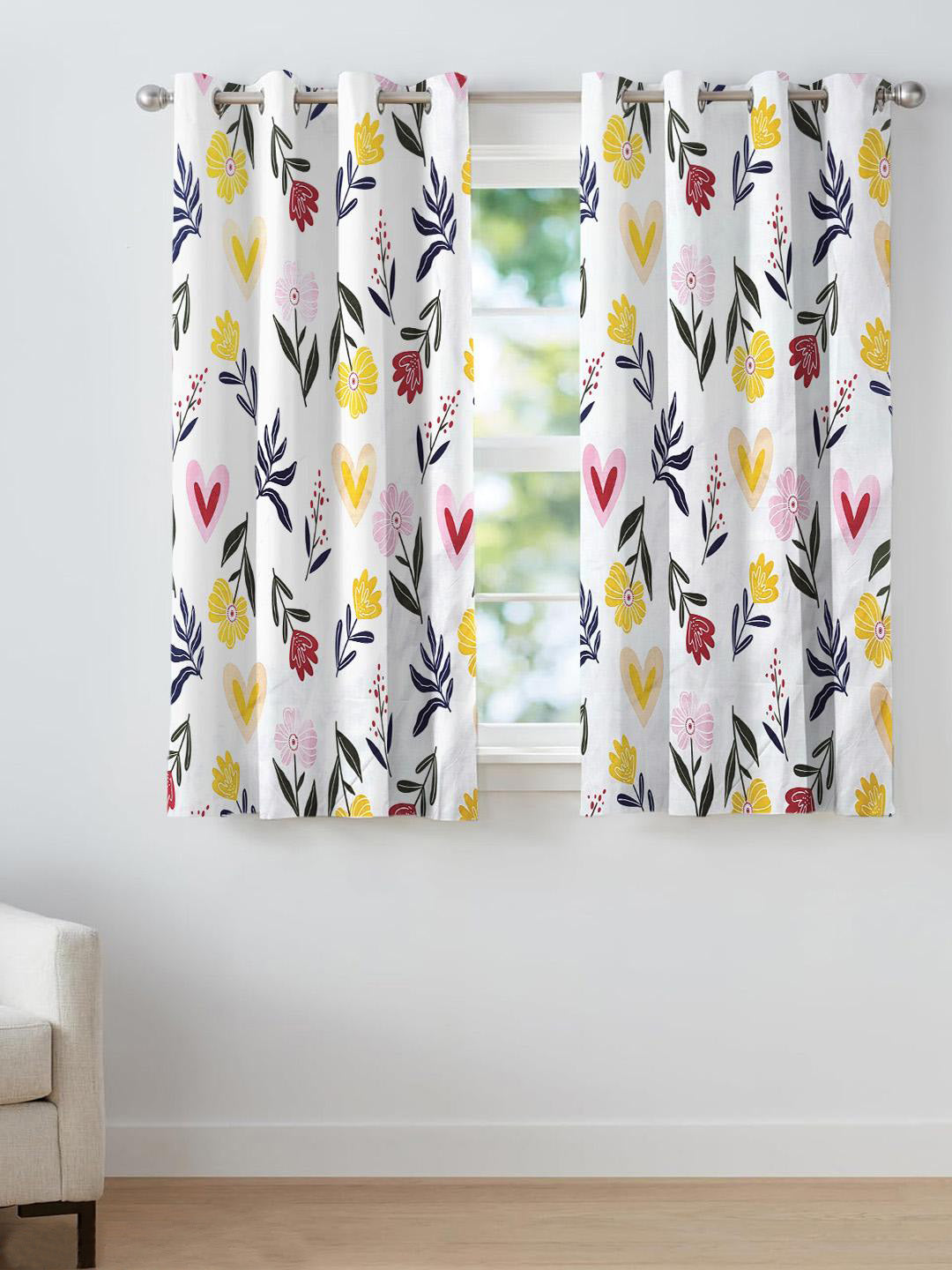 ANA Window Curtain 5 Feet Floral  Set of 1 Cotton Curtain for Windows Multicolor 1pcs