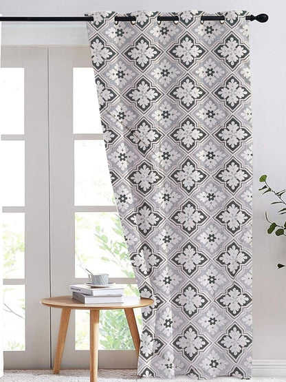 ana Moroccan Tile Printed Cotton Eyelet Curtains for Window & Door – 5ft, 7ft, 9ft Long Door Curtain for Living Room Bedroom Home Set of 1 Blue