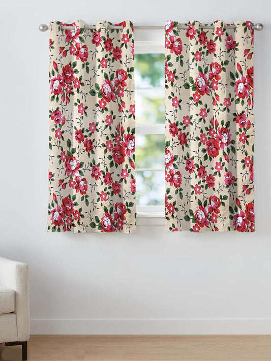 ANA Window Curtain 5 Feet Floral  Set of 1 Cotton Curtain for Windows Multicolor