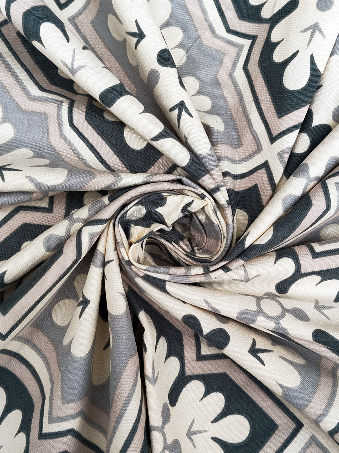 ana Moroccan Tile Printed Cotton Eyelet Curtains for Window & Door – 5ft, 7ft, 9ft Long Door Curtain for Living Room Bedroom Home Set of 2 Blue