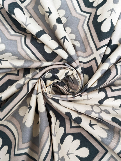 ana Moroccan Tile Printed Cotton Eyelet Curtains for Window & Door – 5ft, 7ft, 9ft Long Door Curtain for Living Room Bedroom Home Set of 2 Blue