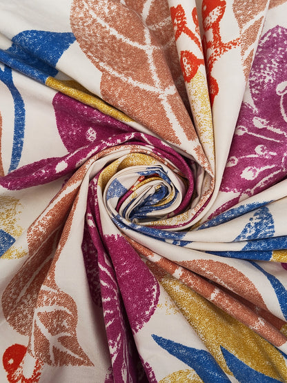 ana Big Flower Cotton Eyelet Curtains for Window & Door – 5ft, 7ft, 9ft Long Door Curtain for Living Room Bedroom Home Set of 1 Multi Purple