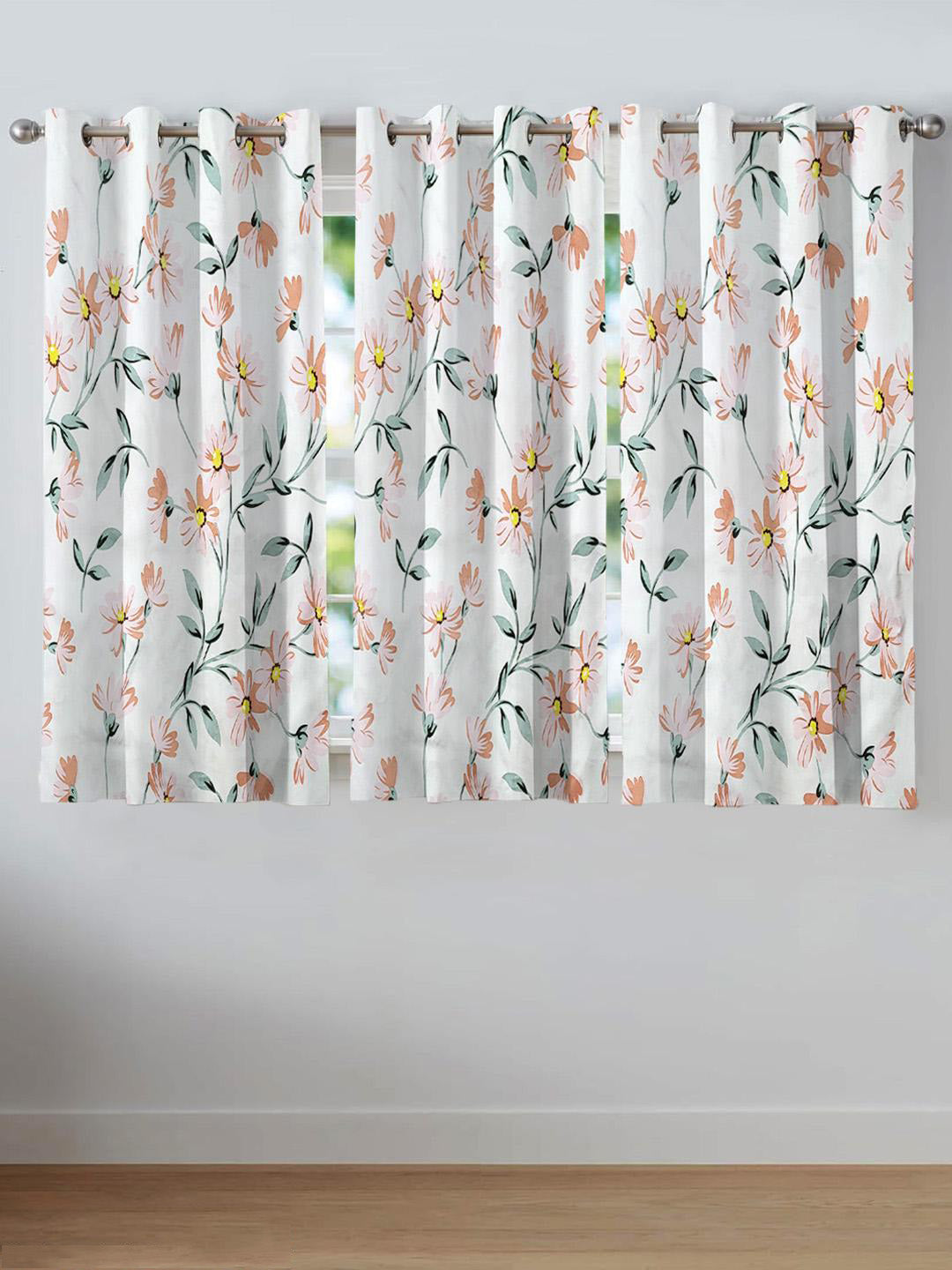 ANA Window Curtain 5 Feet Floral  Set of 1 Cotton Curtain for Windows Multicolor 1pcs