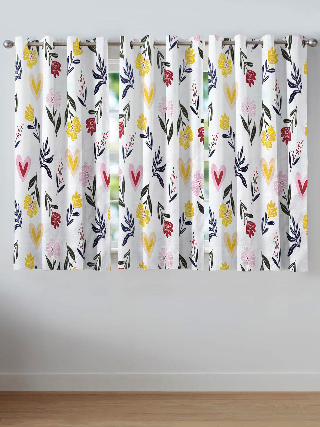 ANA Window Curtain 5 Feet Floral  Set of 1 Cotton Curtain for Windows Multicolor 1pcs