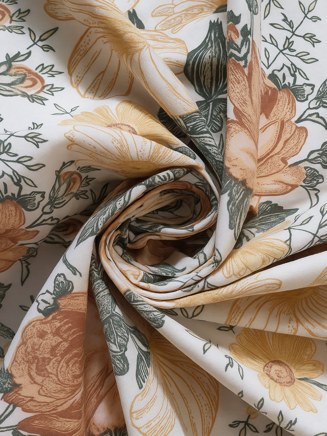 ana Orange Rose Print Cotton Eyelet Curtains for Window & Door – 5ft, 7ft, 9ft Long Door Curtain for Living Room Bedroom Home Set of 1