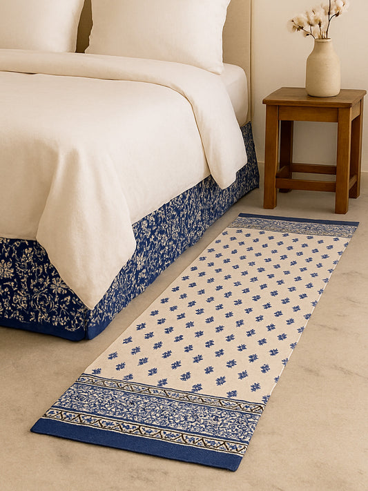 Bedside runner, cotton runner rug, sustainable floor mat, cotton hallway runner, printed cotton rug, eco friendly rug, 2x5 runner rug.