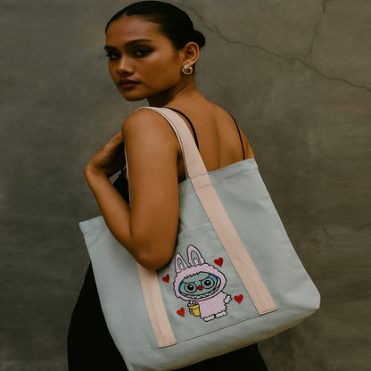 Ana Labubu Cotton Tote Bag Blue