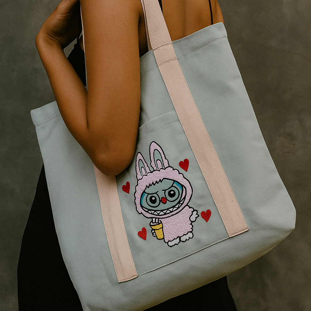 Ana Labubu Cotton Tote Bag Blue