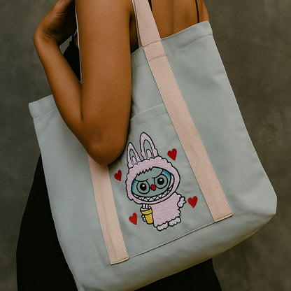 Ana Labubu Cotton Tote Bag Blue