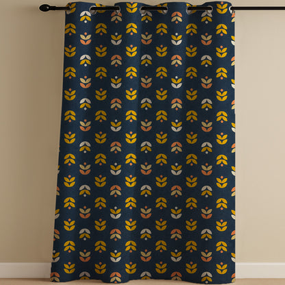 ANA Floral Printed Cotton Eyelet Curtain for Window 5 Feet | Soft Printed Curtain for Room DŽcor Set of 1
