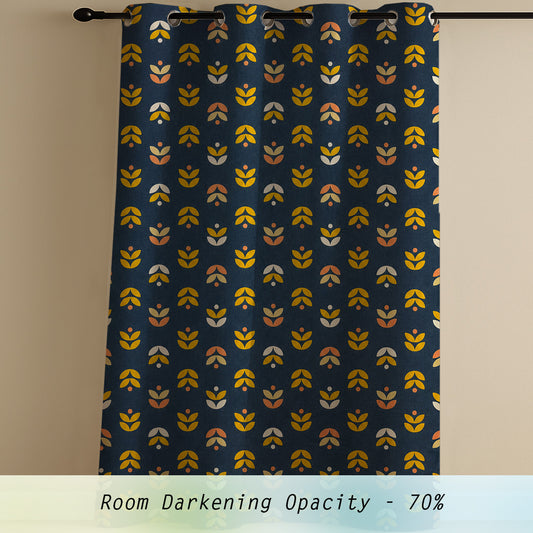 ANA Floral Printed Cotton Eyelet Curtain for Window 5 Feet | Soft Printed Curtain for Room DŽcor Set of 1