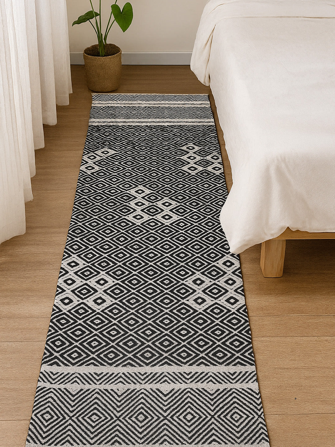 ANA Bedside Floor Runner Woven Carpet Printed for Home/Kitchen/Kitchen/Living Area/Office Entrance. (Cotton, 2 x 5 Feet) Set of 1 pcs Yellow