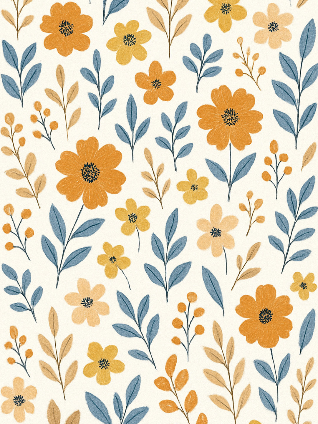 ana Flower Print Cotton Eyelet Curtains for Window & Door – Long Door Curtain for Living Room Bedroom  Set of 2