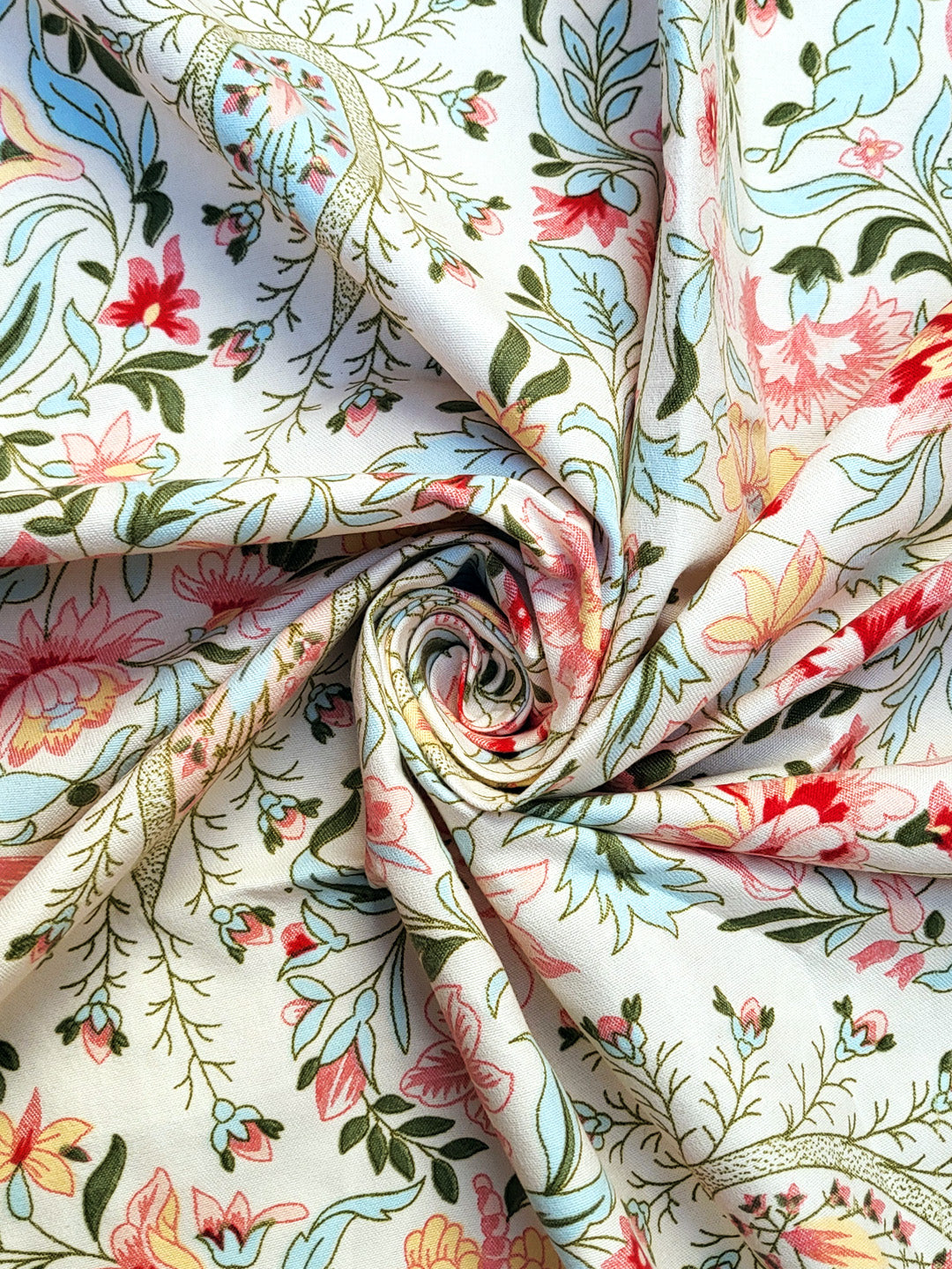 ana Printed Cotton Floral Eyelet Curtain – Window (5 ft) & Door (7 ft, 9 ft) Long Door Curtain for Living Room Tulip Floral Set of 1