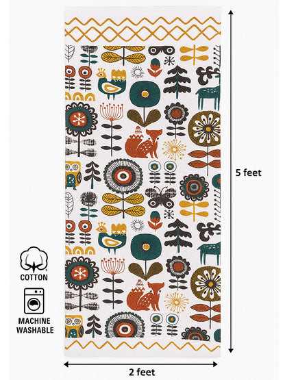 ANA Bedside Floor Runner Woven Carpet Printed for Home/Kitchen/Kitchen/Living Area/Office Entrance. (Cotton, 2 x 5 Feet) Set of 1 pcs Yellow Animal Print