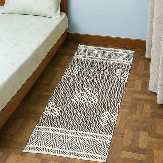 Bedside runner, cotton runner rug, sustainable floor mat, cotton hallway runner, printed cotton rug, eco friendly rug, 2x5 runner rug.